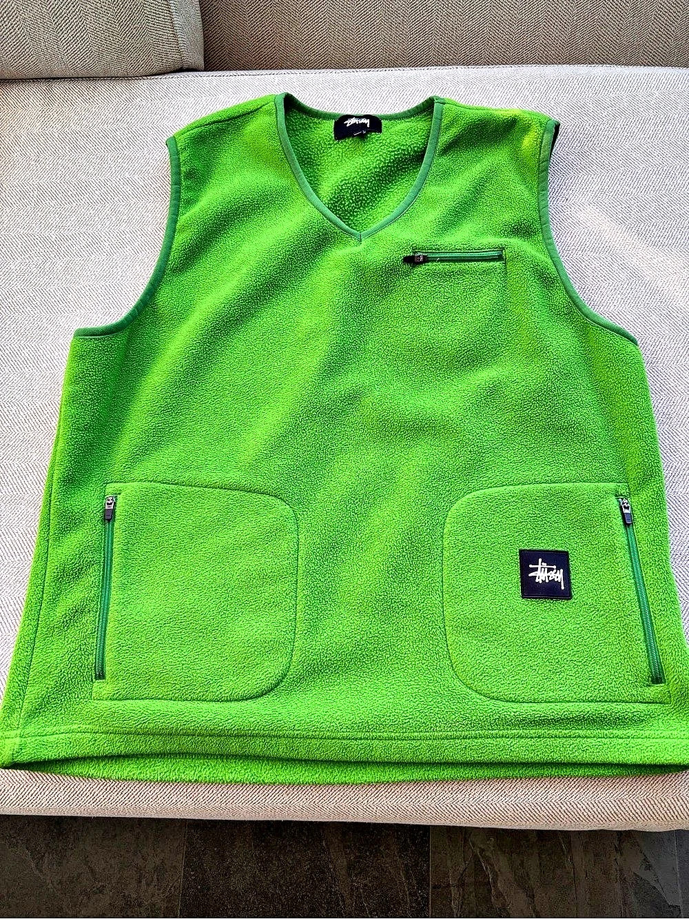 Stüssy Tempo Fleece Vest in Apple Green Size L